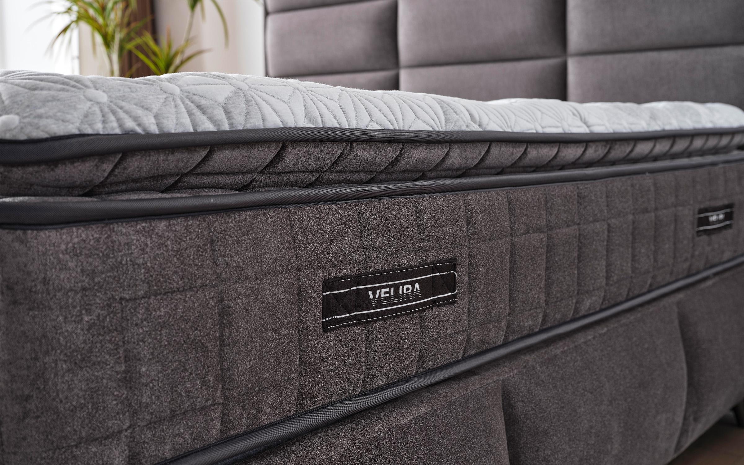 Κρεβάτι Box spring 160/200 Velira + στρώμα, γκρί  9