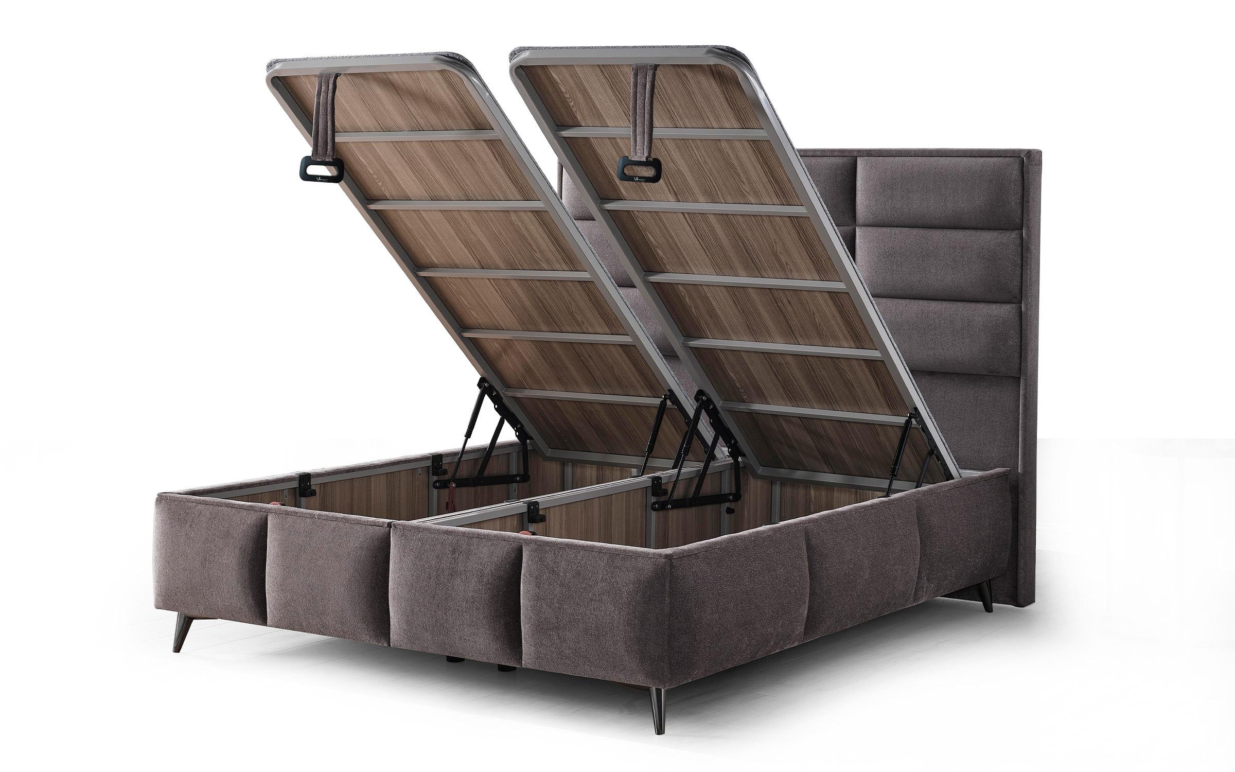 Κρεβάτι Box spring 160/200 Velira + στρώμα, γκρί  6