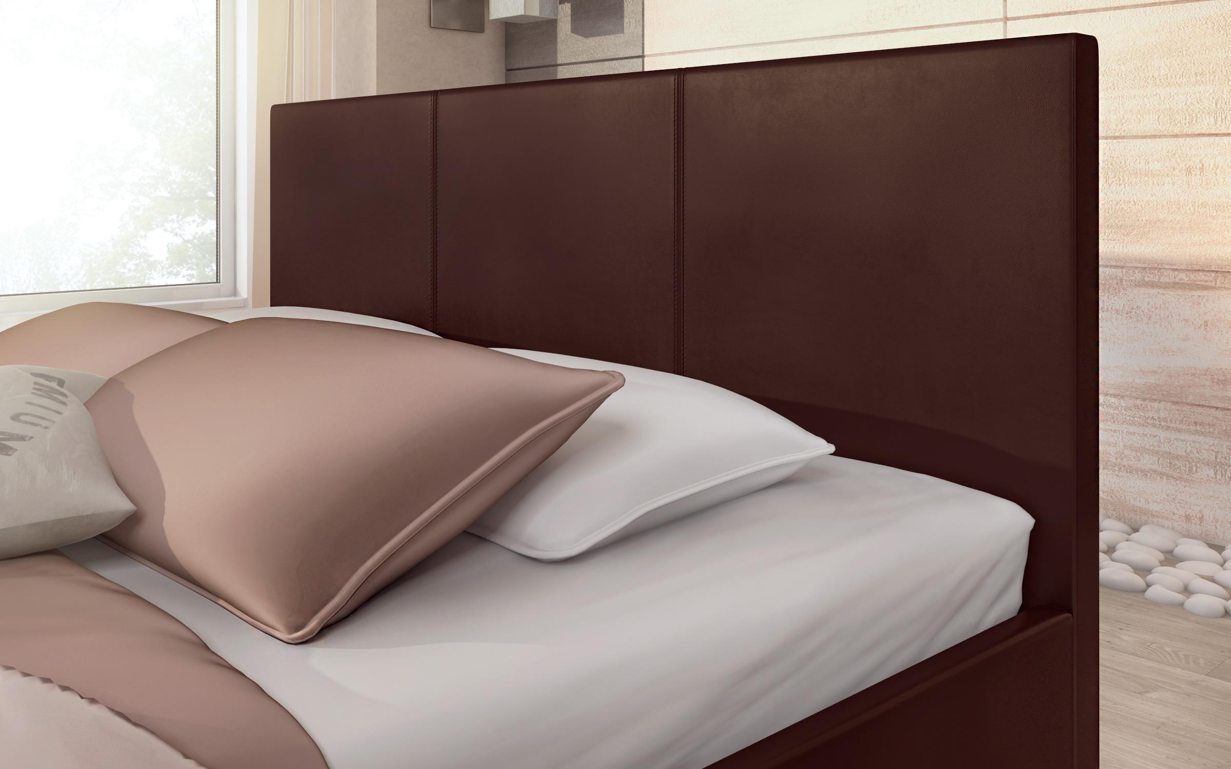 Δερμάτινο κρεβάτι Betina 2 για στρώμα διπλής όψεως 160/200, καφέ  4