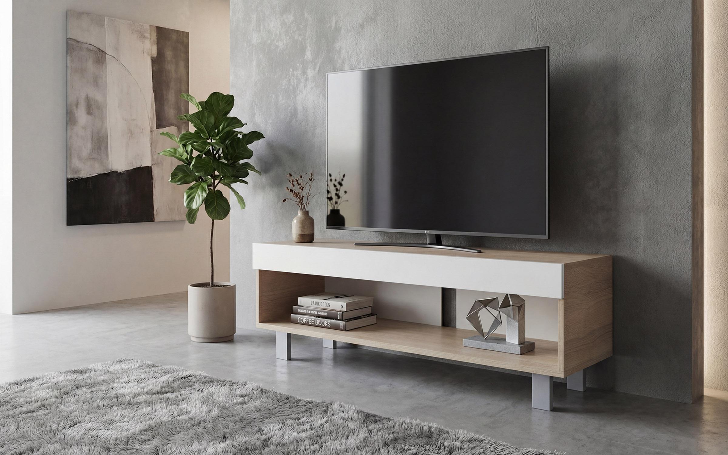Έπιπλο TV Arven, δρυς sonoma + λευκό γυαλιστερό  1