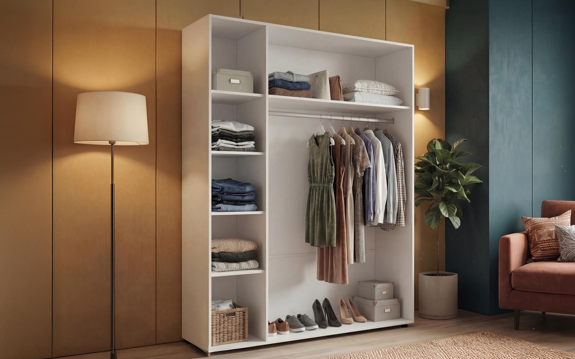 Ντουλάπα με σωλήνα και ράφια Masimo Balance 2, cashmere  3