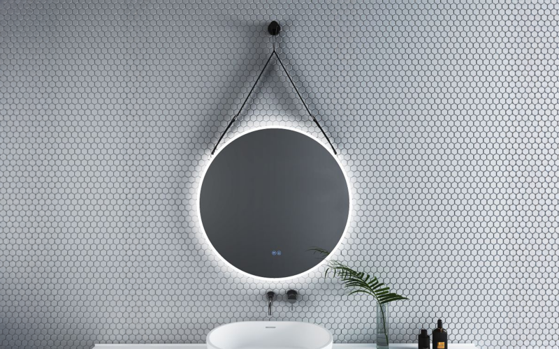 1909BLACK Καθρέφτης  μπάνιου με LED, 80/80 cm  1