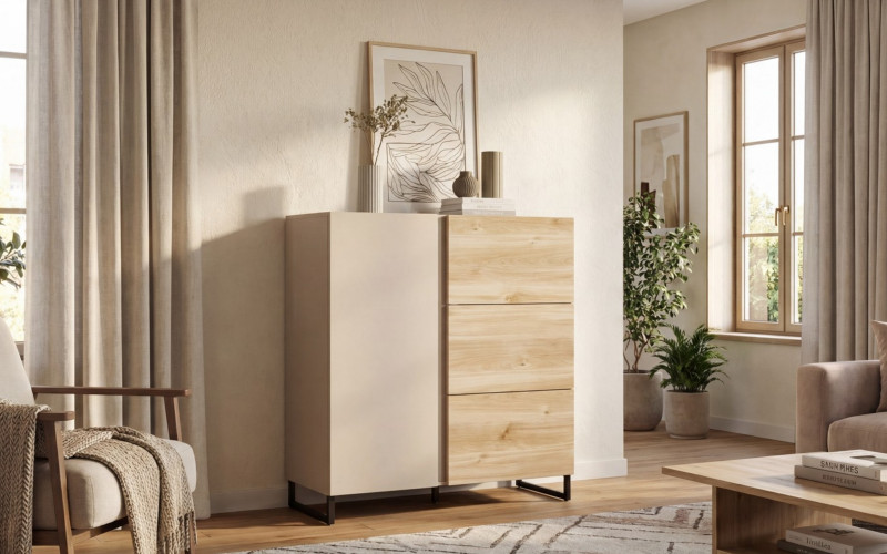 Συρταριέρα Araia A, cashmere + δρυς Castello honey  1
