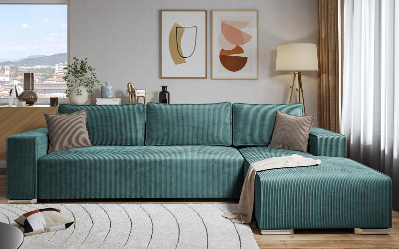 Γωνιακός καναπές Felion, menta + μπεζ  1