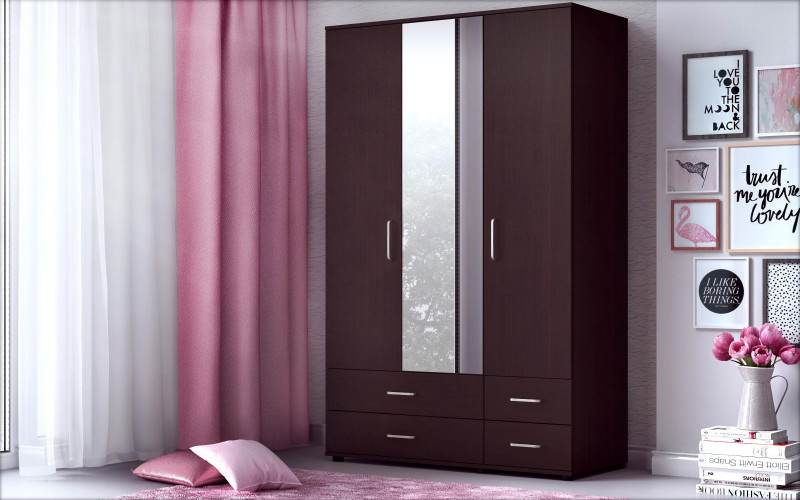 Τρίφυλλη ντουλάπα Eron S, wenge  1