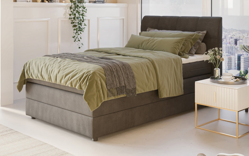 Κρεβάτι  Valoni Boxspring + ανώστρωμα 120/200, γκρι  1