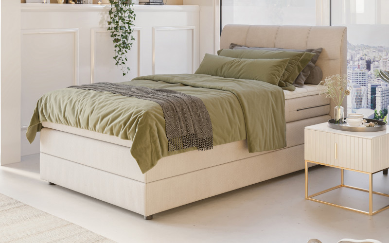 Κρεβάτι  Valoni Boxspring + ανώστρωμα 120/200, μπεζ  1