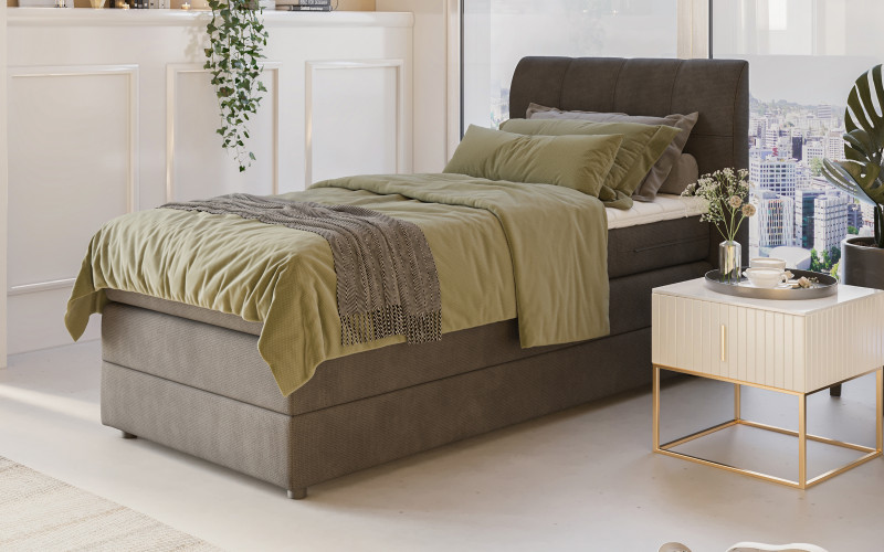 Κρεβάτι Boxspring + ανώστρωμα  90/200 Valoni, γκρί  1