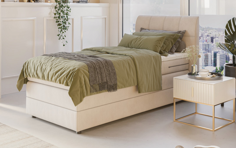 Κρεβάτι  Valoni Boxspring + ανώστρωμα 90/200, μπεζ  1