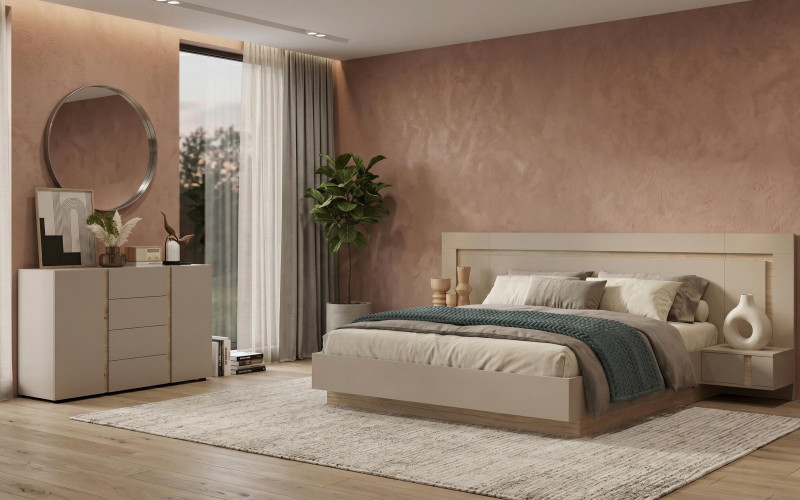 Σετ κρεβατοκάμαρας 160/200 Omonia XS, cashmere + δρυς Castello honey  1