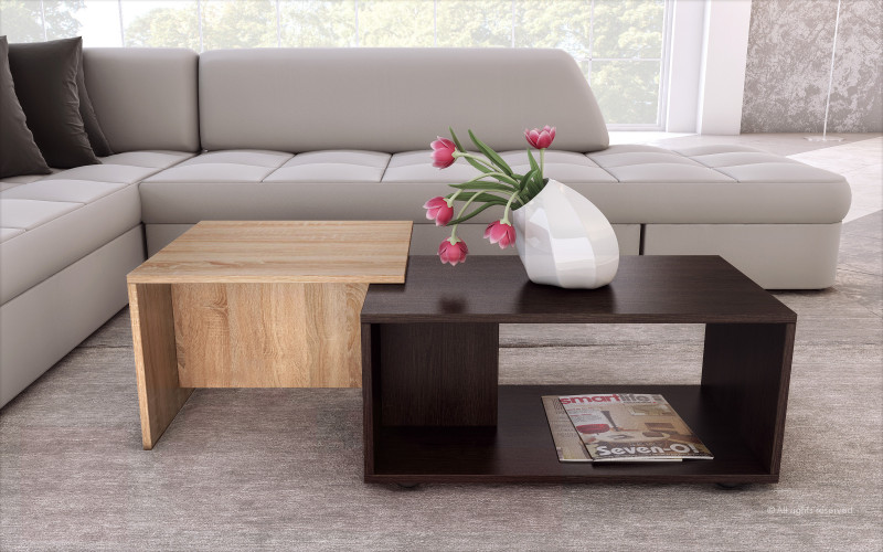 Τραπεζάκι σαλονιού Stefani, wenge + δρυς sonoma  1