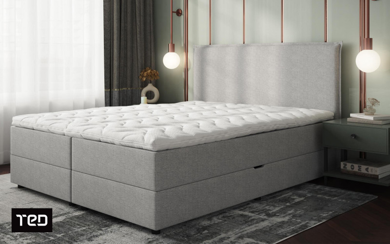 Κρεβάτι Box spring 160/200 Modera, ανοιχτό γκρι  1