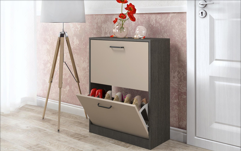 Παπουτσοθήκη Beko 2, cahmere + δρυς ανθρακί  1