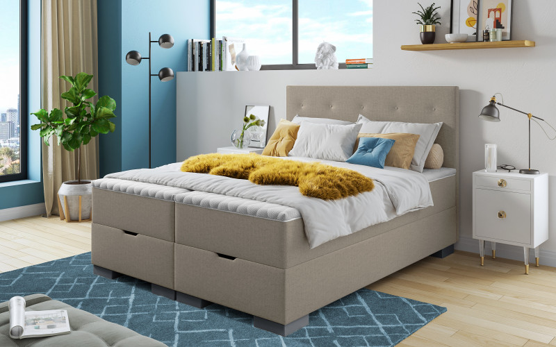 Κρεβάτι Box spring 160/200 Albeta Boxspring, σκούρο μπεζ  1