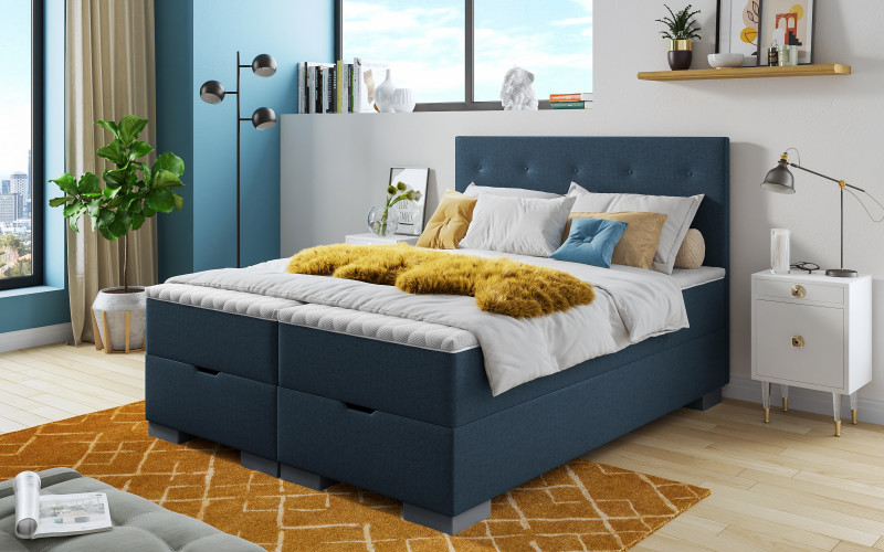Κρεβάτι Box spring 160/200 Albeta Boxspring, σκούρο μπλε  1
