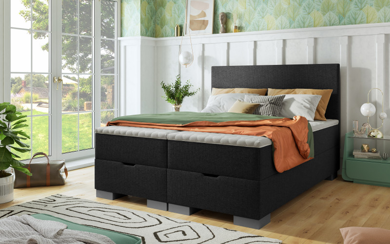 Κρεβάτι Box spring 160/200 Evian Boxspring, σκούρο γκρι  1