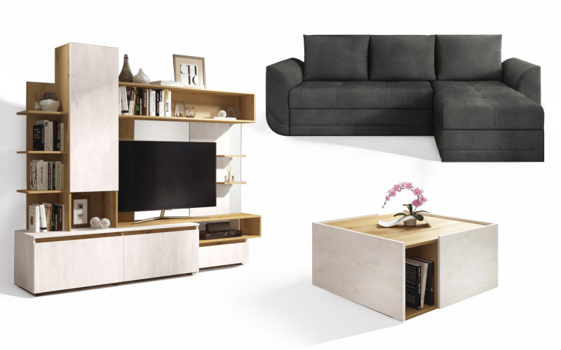 Σετ για σαλόνι Modus, γκρι + silk + δρυς evok  1