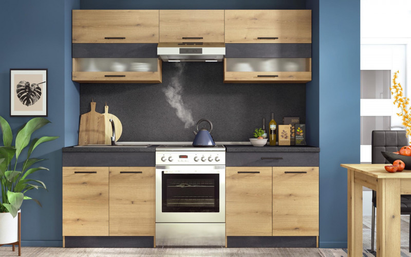 Κουζίνα με πάγκο Select deluxe, δρυς evok + magma  1