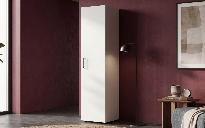 Μονόφυλλη ντουλάπα με ράγα Masimo Compact 1, λευκό  1